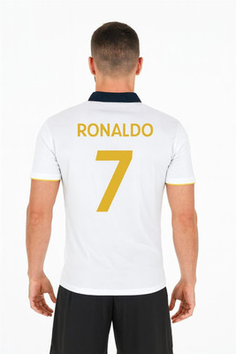 teky Printed Men Polo Neck White T-Shirt