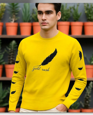 FASHIUM Printed Men Round Neck Yellow T-Shirt