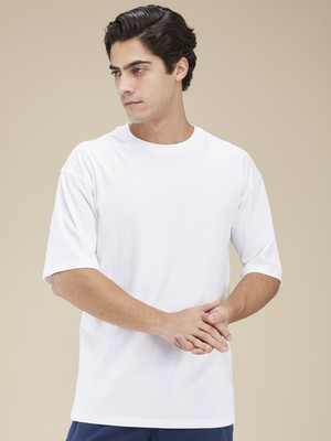 BEING HUMAN Solid Men Round Neck White T-Shirt