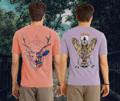 Kasendra Printed Men Round Neck Pink, Purple T-Shirt