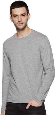 Styvibe Solid Men Round Neck Grey T-Shirt
