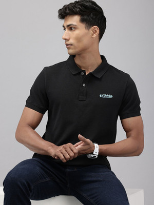 U.S. POLO ASSN. Solid Men Polo Neck Black T-Shirt