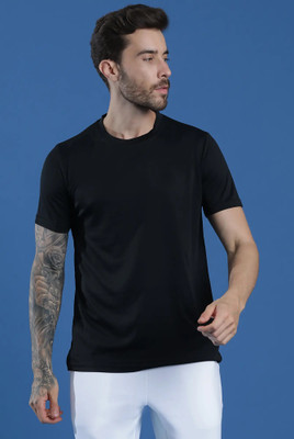 Jangoboy Solid Men Round Neck Black T-Shirt