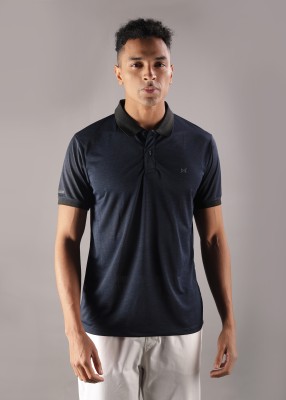 Force NXT Solid Men Polo Neck Blue T-Shirt