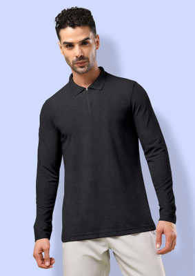 FTX Solid Men Polo Neck Grey T-Shirt