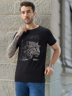 Status Quo Printed Men Round Neck Black T-Shirt