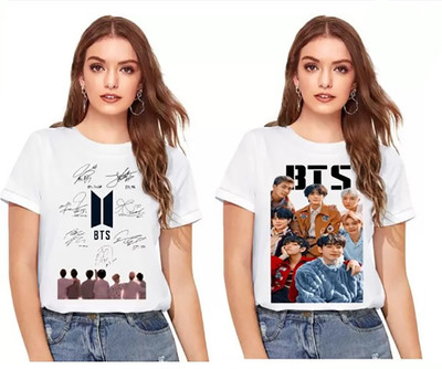 Think Tech Printed Women Round Neck White T-Shirt