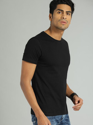 RULEDBYSUN Solid Men Round Neck Black T-Shirt