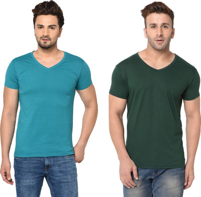 Adorbs Trend Solid Men V Neck Multicolor T-Shirt