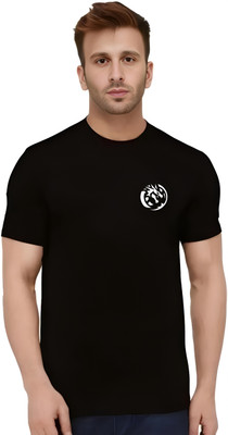 B S Trendy Collection Printed Men Round Neck Black T-Shirt