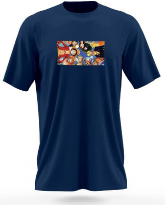 DUDEME Printed Men Round Neck Dark Blue T-Shirt