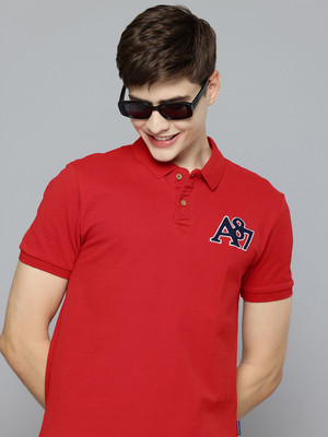 AEROPOSTALE Colorblock Men Polo Neck Red T-Shirt