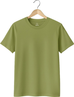 HypeDrip Solid Men Round Neck Light Green T-Shirt