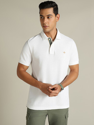 Dockers Solid Men Polo Neck White T-Shirt