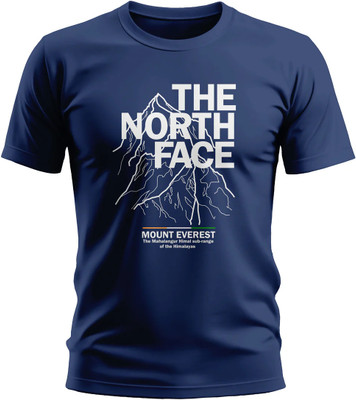 Warriorworld Printed Men Round Neck Navy Blue T-Shirt
