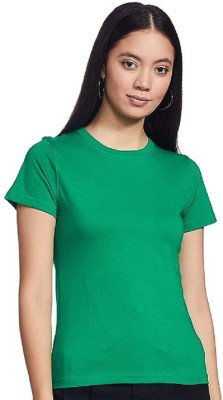 asd Solid Women Round Neck Green T-Shirt