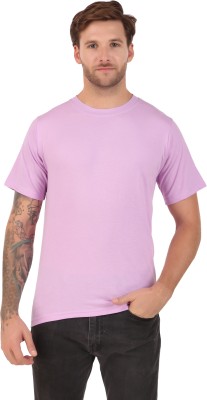 Crzefashion Solid Men Round Neck Purple T-Shirt