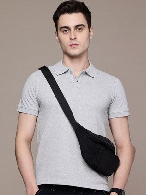 Moda Rapido Graphic Print Men Polo Neck Grey T-Shirt