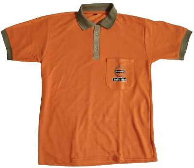 UNISIM Typography Men Polo Neck Orange T-Shirt