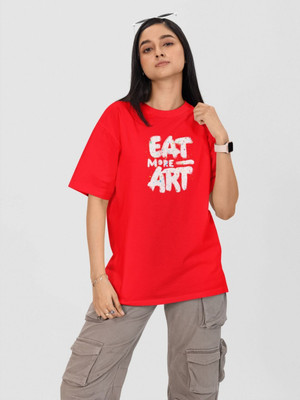 Moda Rapido Printed Women Round Neck Red T-Shirt