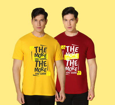 WOOSTRO Printed Men Round Neck Multicolor T-Shirt