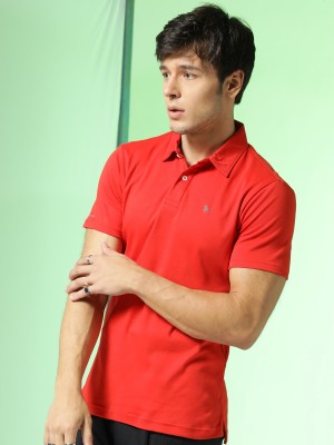 Markle Moro Solid Men Polo Neck Red T-Shirt