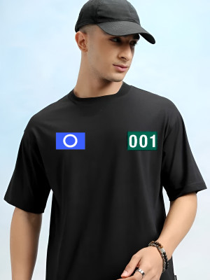 SQUID GAME X ROYAL STANCE Graphic Print Men Round Neck Black T-Shirt