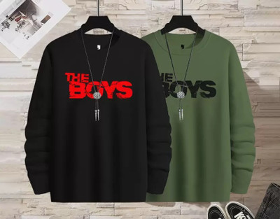 FabryKa Printed Men Round Neck Black, Green T-Shirt