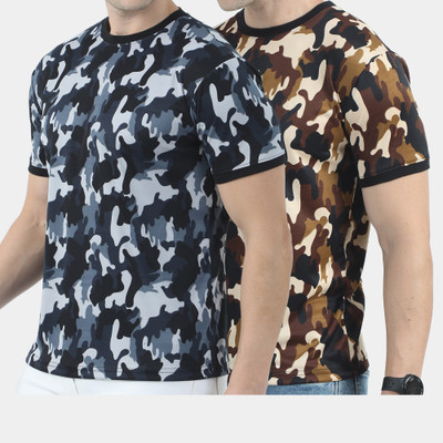 The Spooky Bee Self Design Men Round Neck Multicolor T-Shirt