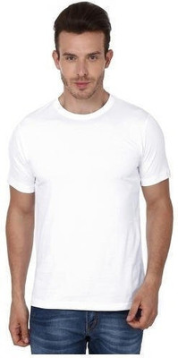 Sample Solid Men Round Neck White T-Shirt