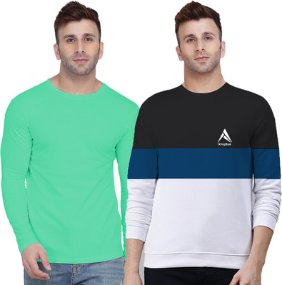 Kroptee Colorblock Men Round Neck Multicolor T-Shirt