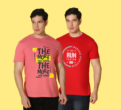 WOOSTRO Printed Men Round Neck Multicolor T-Shirt