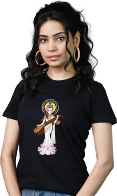 Tedhi Medhi Family Printed Women Round Neck Black T-Shirt