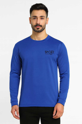 HouseOfCommon Typography Men Round Neck Blue T-Shirt