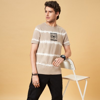 PEOPLE Tie & Dye Men Crew Neck Brown T-Shirt