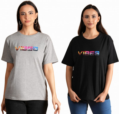 METRONAUT Printed Women Round Neck Multicolor T-Shirt