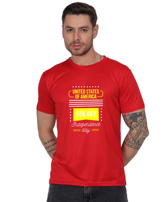 AZAADGARMENT Printed Men Round Neck Reversible Red T-Shirt