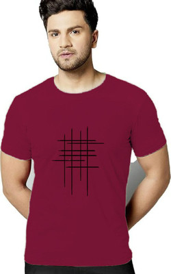 Pavis Printed Men Round Neck Maroon T-Shirt