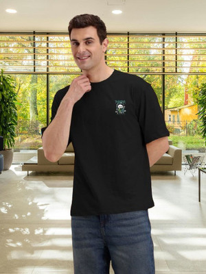 Dark Drive Printed Men Round Neck Black T-Shirt