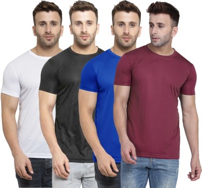 TQH Solid Men Round Neck White, Maroon, Blue, Black T-Shirt