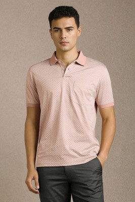 LOUIS PHILIPPE Printed Men Polo Neck Pink T-Shirt