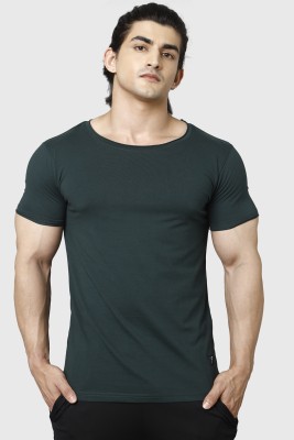 FuaarK Solid Men Scoop Neck Green T-Shirt