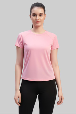 Chicaria Sporty Women Round Neck Pink T-Shirt