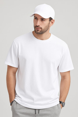 Ns Fashion Solid Men Round Neck Yellow T-Shirt