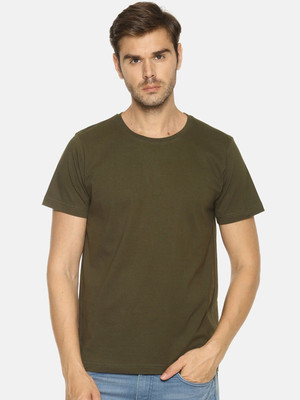 OrrganicChics Solid Men Round Neck Green T-Shirt