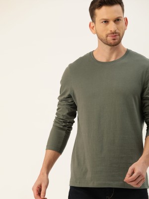 London Crew Solid Men Round Neck Dark Green T-Shirt