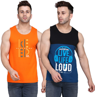 SLOWLORIS Printed Men Scoop Neck Multicolor T-Shirt