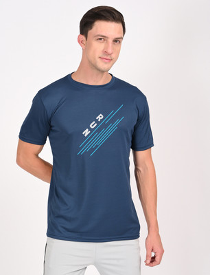 3colors Printed Men Round Neck Blue T-Shirt