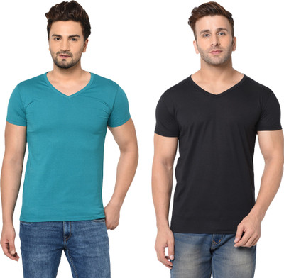 Adorbs Trend Solid Men V Neck Multicolor T-Shirt
