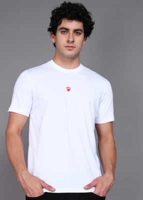 DUCATI Solid Men Round Neck White T-Shirt